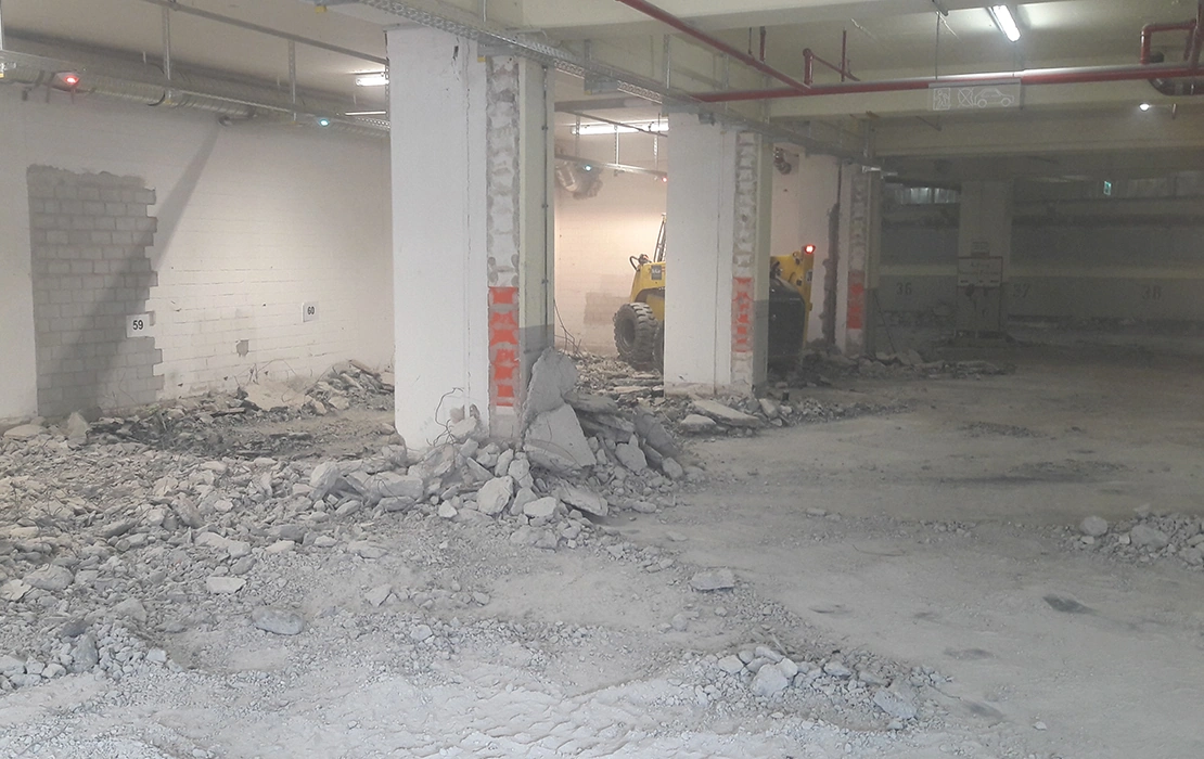 Tiefgarage in Dortmund – Abbruch Bodenplatte Tiefgarage in Dortmund – Abbruch Bodenplatte